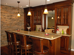 Custom built Maple Bar with granite countertop