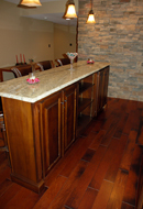 Custom Maple Bar with tan marble counter top