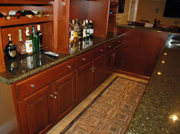 custom Maple Bar cabinets and granite counter top